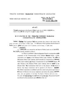TWELFTH NORTHERN MARLWAS  COMMONWEALTH LEGISLATURE Public LW No[removed]THIRD REGULAR SESSION, 2001