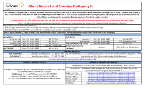 Alberta Netcare Portal Downtime Contingency Kit This 