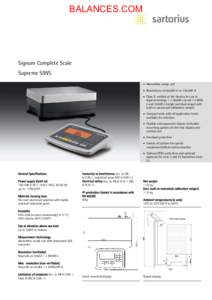 BALANCES.COM  Signum Complete Scale Supreme SIWS • Monolithic weigh cell • Resolutions of 60,000 d to 350,000 d
