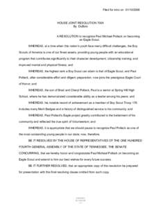 Filed for intro on[removed]HOUSE JOINT RESOLUTION 7004 By DuBois  A RESOLUTION to recognize Paul Michael Pollack on becoming