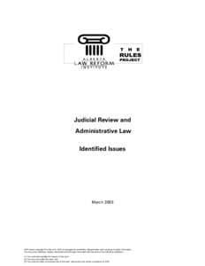 Judicial Review and Administrative Law Identified Issues March 2003