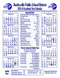 Bartlesville Public School District[removed]Academic Year Calendar S  M