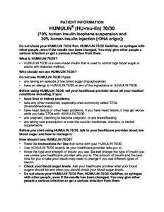 1  PATIENT INFORMATION HUMULIN® (HU-mu-lin% human insulin isophane suspension and