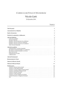 C URRICULUM V ITAE ET S TUDIORUM  Nicola Gatti 20 dicembreI NDICE