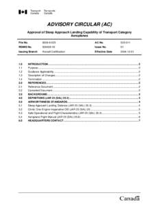 ADVISORY CIRCULAR (AC) Approval of Steep Approach Landing Capability of Transport Category Aeroplanes File No[removed]