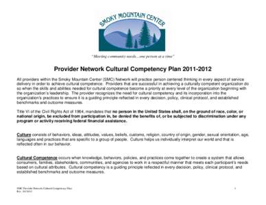 Microsoft Word - SMC Provider Network Cultural Competency Plan[removed]rev[removed]docx