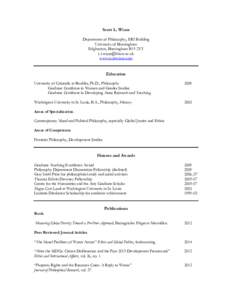 Scott L. Wisor Department of Philosophy, ERI Building University of Birmingham Edgbaston, Birmingham B15 2TT [removed] www.scottwisor.com
