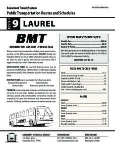 EFFECTIVE AUGUST[removed]Beaumont Transit System ROUTE #