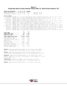 Game 2 Tampa Bay Storm at San Antonio Talons (Mar 21, 2014 at San Antonio, TX) Score by Quarters[removed]Tampa Bay Storm[removed]San Antonio Talons[removed]