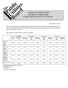 Manitoba Public Utilities Board / Pricing / Water supply / Water tariff