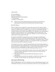 April 26, 2016 Mr. Gerard Poliquin Secretary of the Board National Credit Union Administration 1775 Duke Street Alexandria, VA