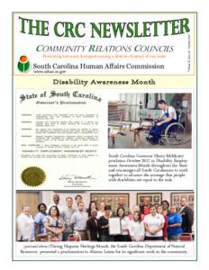 Promoting harmony & respect among a diverse citizenry of our state  South Carolina Human Affairs Commission www.schac.sc.gov  Volume II, Issue 10 * October 2017
