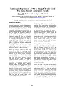 Hydrologic Response of SWAT to Single Site and Multi-Site Daily Rainfall Generation Models