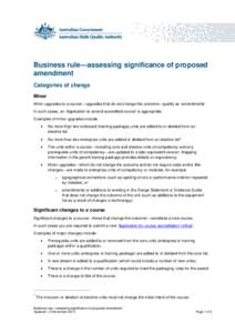 Business rule—assessing significance of proposed amendment