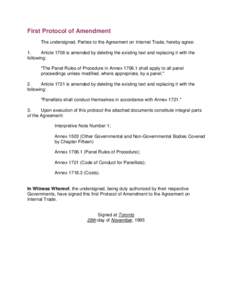 First Protocol of Amendment