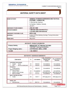 5.56MM FX NON MARKING.MSDS(E) Rev. 0 MATERIAL SAFETY DATA SHEET  GENERAL DYNAMICS ORDNANCE AND TACTICAL