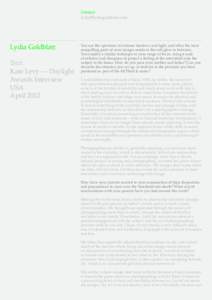 Contact  Lydia Goldblatt Text: Kate Levy — Daylight