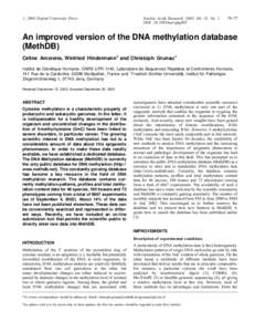 #  2003 Oxford University Press Nucleic Acids Research, 2003, Vol. 31, No. 1 DOI: nar/gkg093