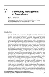 7  Community Management of Groundwater EDELLA SCHLAGER University of Arizona, School of Public Administration and Policy,