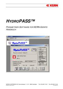 HYDROPASS™ PARAMETRIER-SOFTWARE FÜR KERN-GERÄTE HANDBUCH KERN ELEKTRONIK AG, Kammistrasse 11, CHInterlaken [Handbuch HydroPASS.doc]