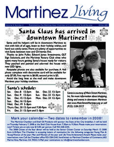 Volume 5, Number 4	  Published by the Martinez Area Chamber of Commerce & Tourist Bureau Winter 2007