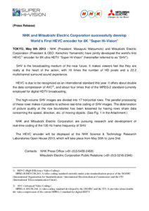 (Press Release)  NHK and Mitsubishi Electric Corporation successfully develop