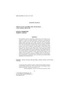 NEW SOLUTIONS, Vol, 2012  Scientific Solutions IMPACTS OF GAS DRILLING ON HUMAN AND ANIMAL HEALTH MICHELLE BAMBERGER