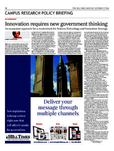 30  THE HILL TIMES, MONDAY, OCTOBER 27, 2014 CAMPUS RESEARCH POLICY BRIEFING STI STRATEGY