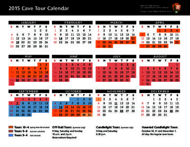 National Park Service U.S. Department of the Interior 2015 Cave Tour Calendar JANUARY S
