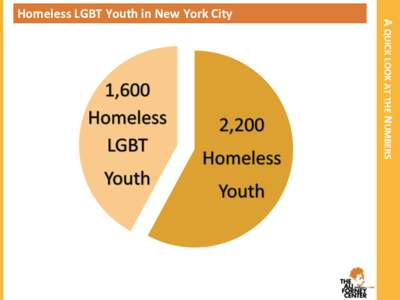 A QUICK LOOK AT THE NUMBERS  Homeless LGBT Youth in New York City Cost of Leaving Homeless Youth without Shelter Compared to Incarceration