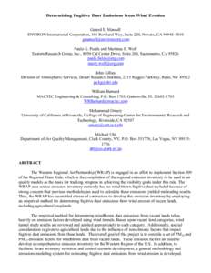 Determining Fugitive Dust Emissions from Wind Erosion