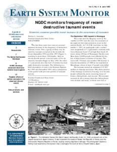 Vol. 5, No. 4 ● June[removed]EARTH SYSTEM MONITOR NGDC monitors frequency of recent destructive tsunami events A guide to