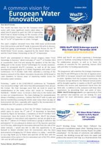 OctoberDear WssTP friends, This month has been busy for the European water sector with many significant events taken place, in