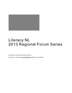 Literacy NL 2013 Regional Forum Series