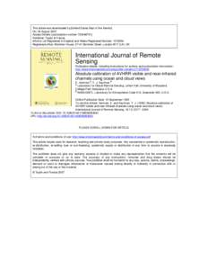 This article was downloaded by:[United States Dept of the Interior] On: 24 August 2007 Access Details: [subscription number[removed]Publisher: Taylor & Francis Informa Ltd Registered in England and Wales Registered Nu