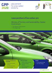 Lease-purchase purchase of low-carbon low carbon cars Ministry of Territory and Sustainability, Catalan Government • 21% reduction of CO2 emissions