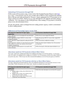 CTX Payments through PAM    Submitting CTX Payments through PAM  PAM accepts CTX payments using version[removed]of the Standard Payment Request (click here for a copy). CTX payments must be sent to PAM with an ED