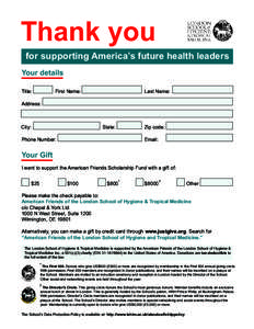 Thank you  for supporting America’s future health leaders Your details Title: