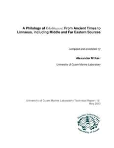 A Philology of Òλοθóυριου: From Ancient Times to Linnaeus, including Middle and Far Eastern Sources