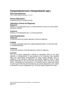 Campylobacteriosis 2012 Case Definition