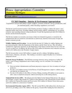 1  House Appropriations Committee Chairman Hal Rogers Website address: http://appropriations.house.gov/