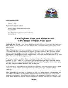 For immediate release: February 4, 2008 For more information, contact: Jaclynn Castañon, Public Relations Specialist[removed]Karin Stangl, Planning and Communication Director