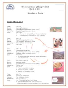 TOWN OF FARO  11ttt Annual Crane & Sheep Festival May 2-4, 2014 Schedule of Events