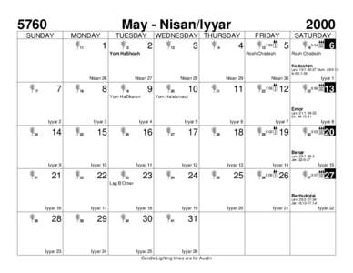 5760  May - Nisan/Iyyar SUNDAY