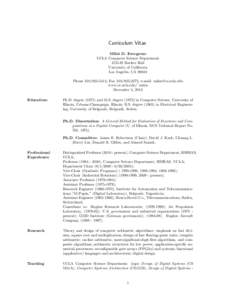 Curriculum Vitae Miloˇ s D. Ercegovac UCLA Computer Science Department 4731-H Boelter Hall University of California