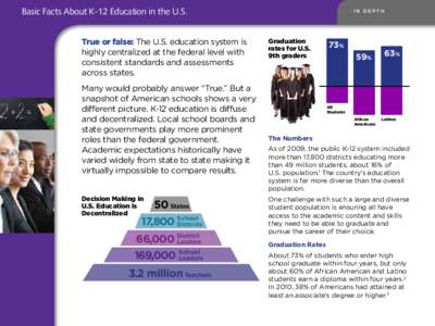 Basic Facts About K-12 Education in the U.S. True or false: The U.S. education system is highly centralized at the federal level with consistent standards and assessments across states. Many would probably answer “True