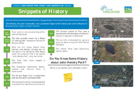 Presentation board - Trout Lake Park history: 2013 Oct