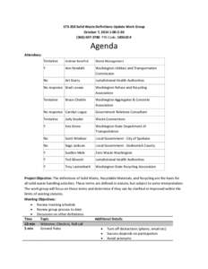[removed]Solid Waste Definitions Update Work Group October 7, 2014 1:00-2:[removed] PIN Code: 183610 # Agenda Attendees: