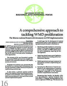 1540 COMPASS: section two  regional and national focus A comprehensive approach to tackling WMD proliferation