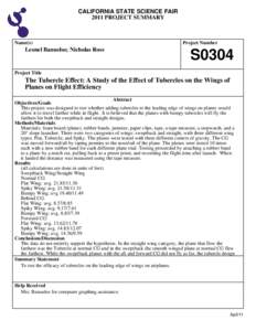 CALIFORNIA STATE SCIENCE FAIR 2011 PROJECT SUMMARY Name(s)  Leonel Banuelos; Nicholas Ross